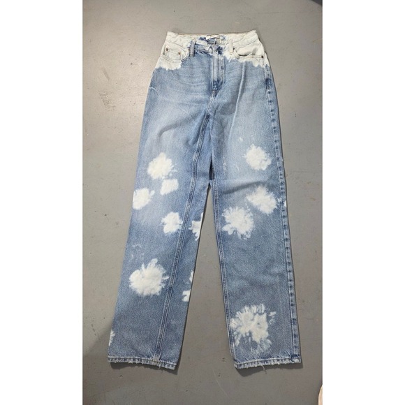 Pacsun 90s Boyfriend Jeans Light Wash Bleach Tie Dye Denim Size 25 - Picture 3 of 14